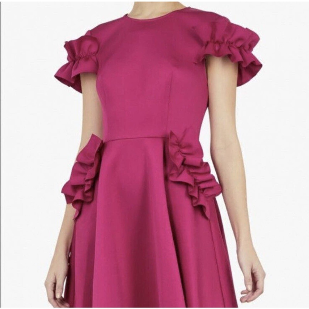 Ted Baker Luuciee Fit Flare Ruffle Scuba Dress Barbiecore Valentines Size 1 XS - Picture 2 of 12